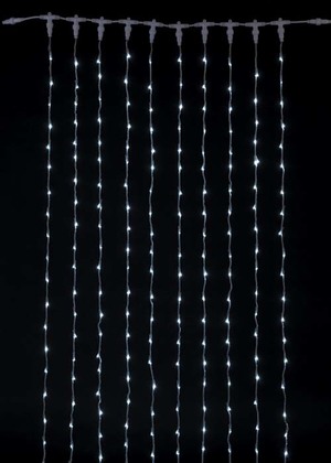 耐水1000球広角型LEDホワイトカーテンライト/クリアコード